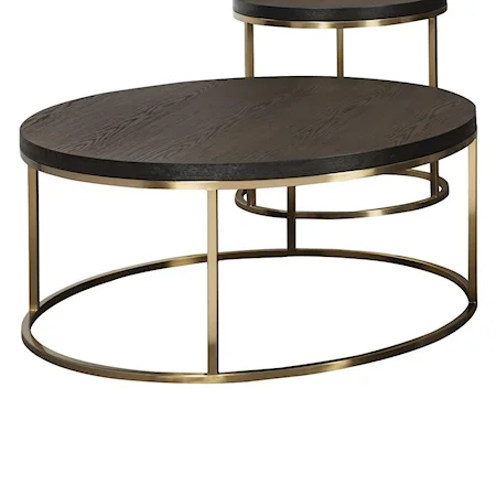 Round Cocktail Table with Metal Base